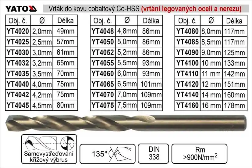 Vrták do kovu HSS-Co cobaltový 2,5 mm, balení 2 kusy | Super cena