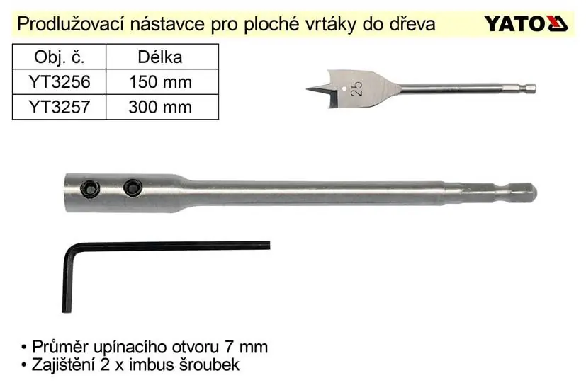 Prodlužovací nástavec 150 mm pro vrtáky do dřeva - Nově přidáno