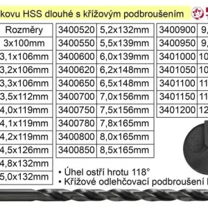 Vrták do kovu HSS 6,5x148mm prodloužený | Právě přidáno