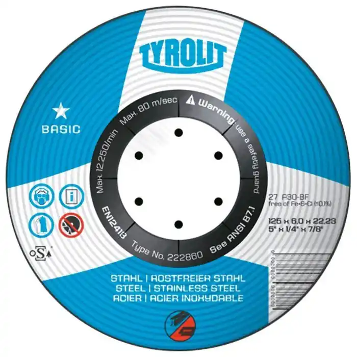 Cena od výrobce - Kotouč brusný na ocel/nerez TYROLIT Basic 125x6mm