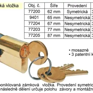 Cylindrická vložka 87 mm nesymetrická 36 / 51 mm | Snížená cena