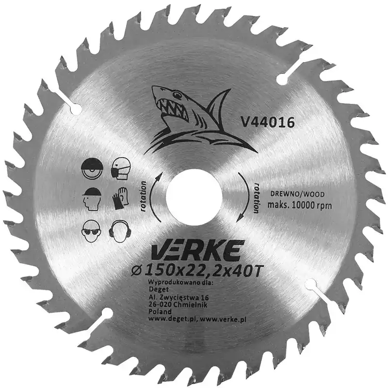 VERKE Pilový kotouč s SK plátky 150x22,2mm 40 zubů + redukce 12,7/16/20mm - Do vyprodání zásob