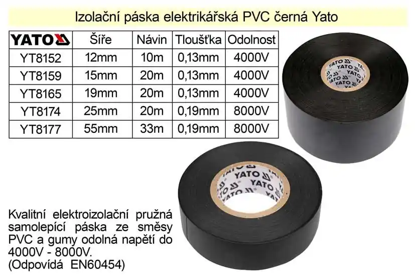 Doprodej | Izolační páska elektrikářská PVC šíře 19mm délka 20m černá Yato