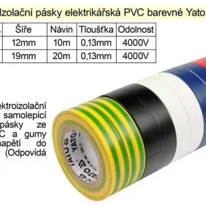 Izolační pásky elektrikářské PVC 19mm délka 20m barevné Yato balení - Pospěšte si