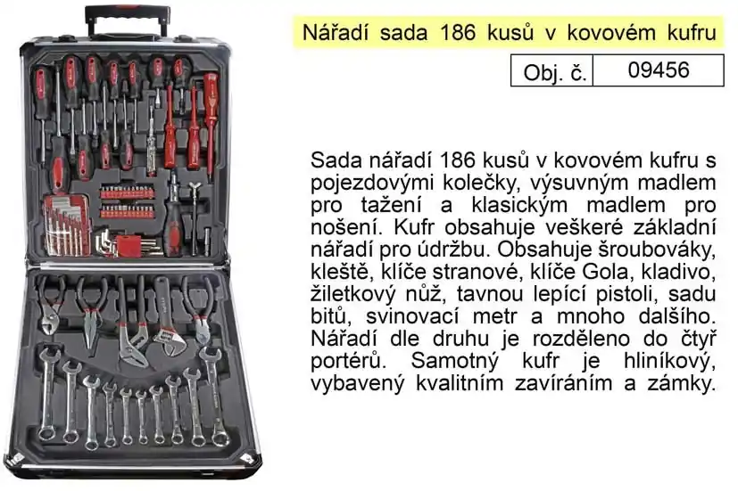 Ušetřete nyní - Nářadí sada 186 kusů v kovovém kufru - Kraft Man