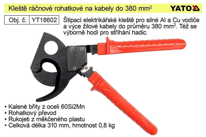 Bezpečná platba - Kleště ráčnové rohatkové na kabely do průřezu 380mm2