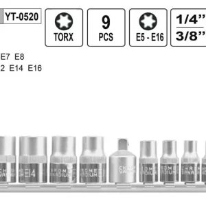 Bezpečný nákup - Nástrčné hlavice torx sada 9 kusů vnitřní E5-E16 Yato