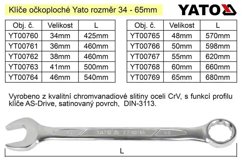 YATO Očkoplochý klíč 48mm CrV - Kupte dnes
