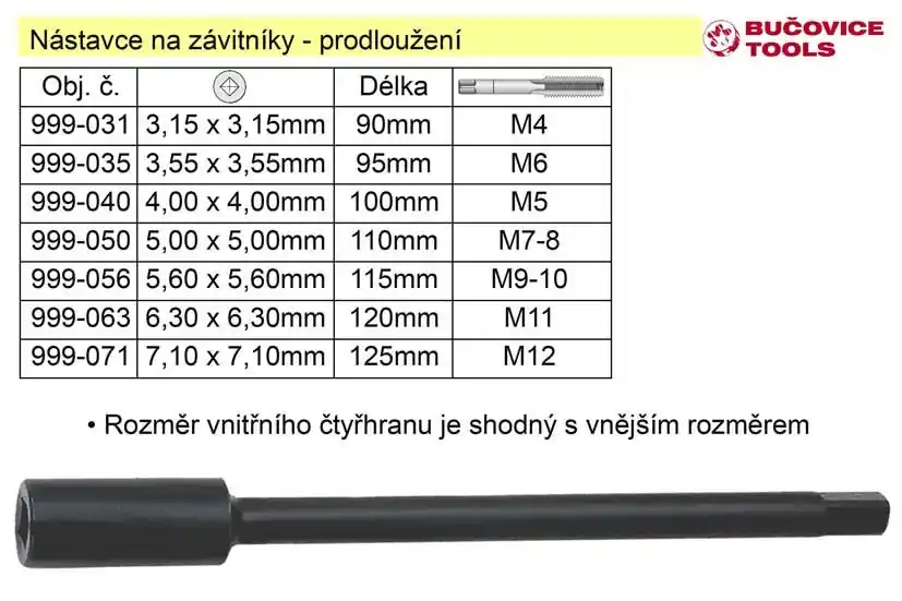 Nástavec pro závitník délka 120mm prodloužení 6,3mm (např. M11 sadový) - Nejprodávanější