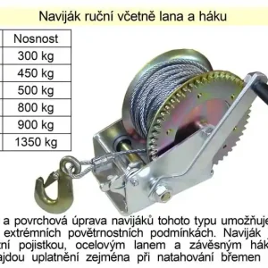 Akce | Naviják ruční včetně lana a háku, nosnost 800 kg