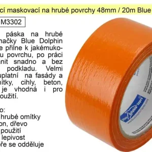 Páska lepící maskovací na hrubé povrchy 48mm/20m oranžová Blue Dolphin | Přidat do košíku