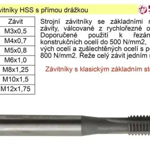 Strojní závitník M12x1,75 HSS přímá drážka klasický závit - Bezpečný nákup
