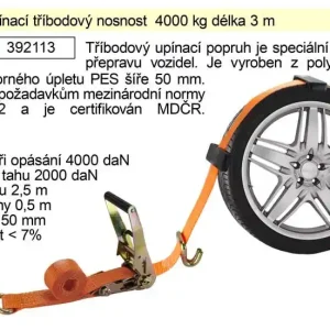 Popruh upínací pás s ráčnou tříbodový 4t/3m/ 50mm - Kvalitní produkt