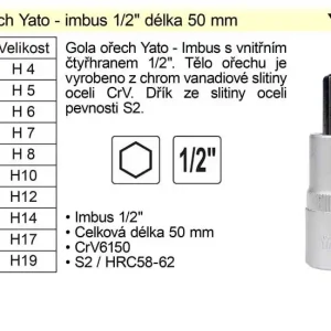 Gola ořech imbus 1/2" H12 | Výborné hodnocení