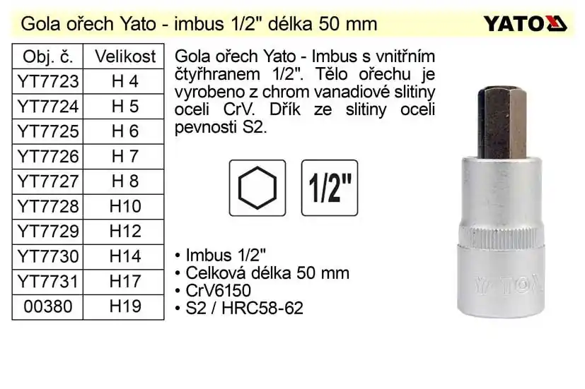 Gola ořech imbus 1/2" H12 | Výborné hodnocení