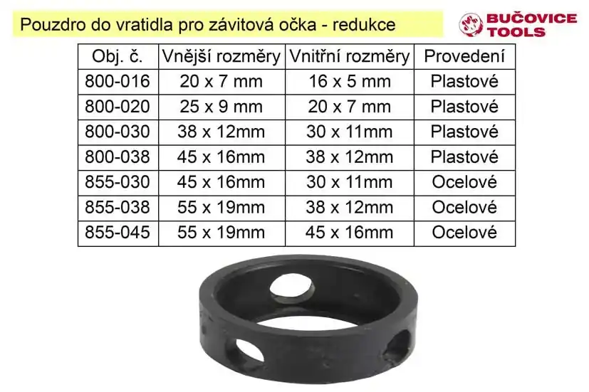Akce - Pouzdro do vratidla pro závitová očka - redukce 25 / 20mm