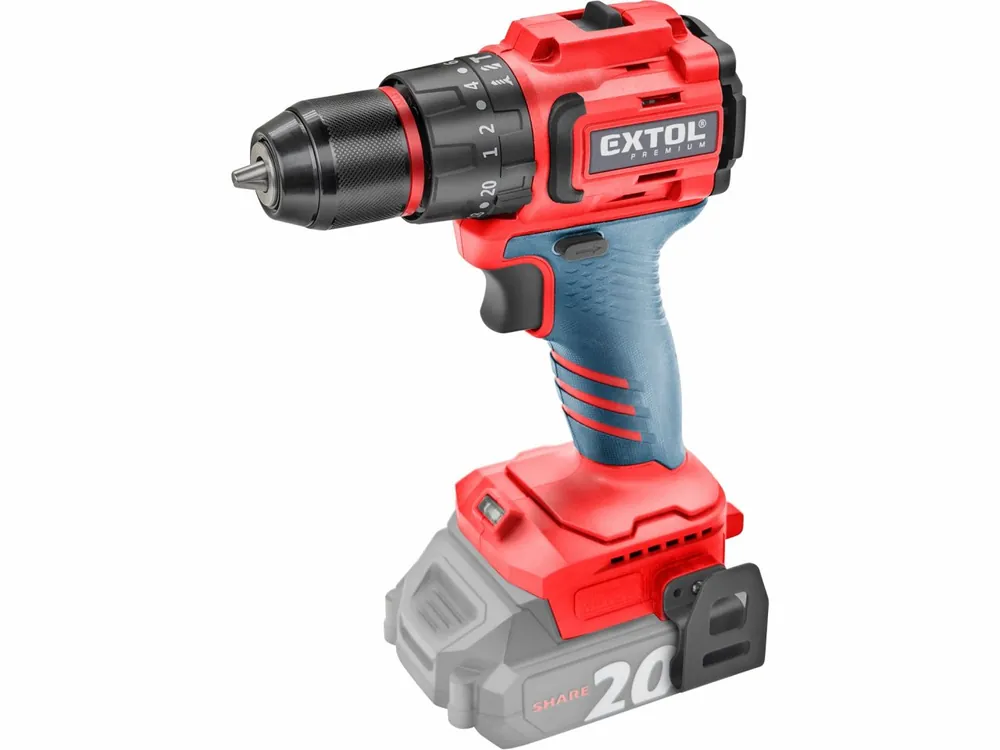 Rychlá expedice | EXTOL PREMIUM vrtací šroubovák aku s příklepem SHARE20V, BRUSHLESS, bez baterie