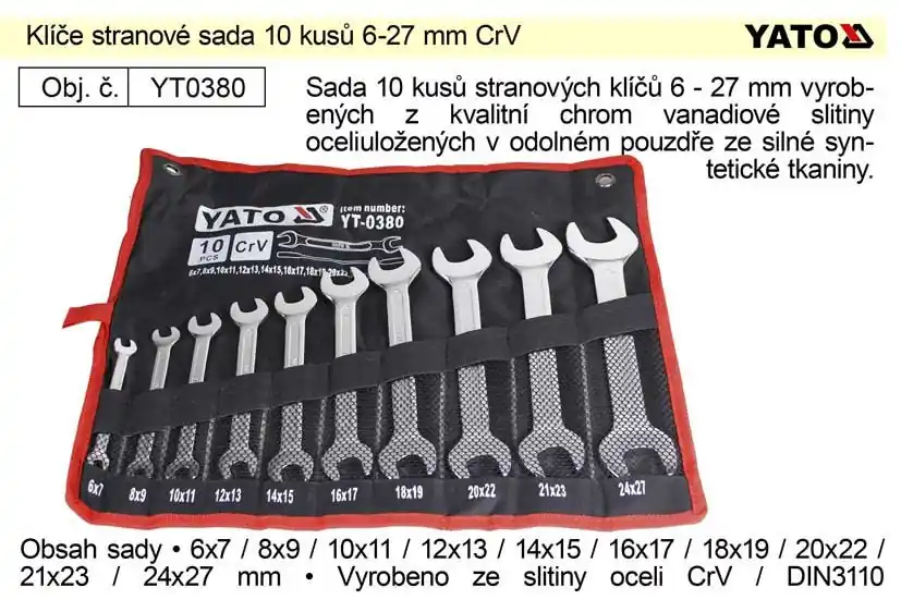 Pořiďte si nyní - Klíče stranové sada 10 kusů 6-27mm CrV Yato