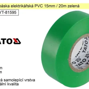 Profesionální kvalita - Izolační páska elektrikářská PVC 15mm / 20m zelená