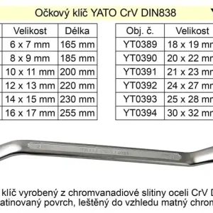 Klíč očkový vyhnutý, CrV, 12x13mm, YATO | Sleva navíc