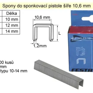 Snadné objednání | Spony do sponkovačky šíře 10,6 mm hranaté délka 14 mm balení 1000 kusů, typ 140
