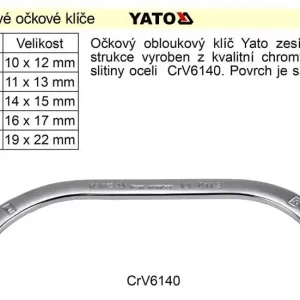 Očkový klíč Yato obloukový 19x22mm CrV | Sleva navíc
