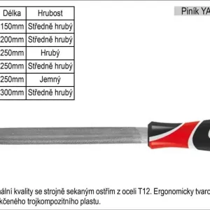 Profesionální kvalita - Pilník YATO půlkulatý délka 250mm hrubý