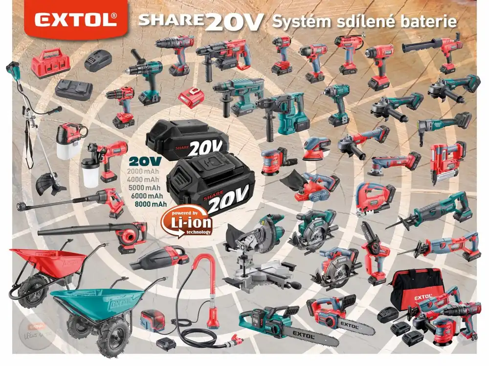 Skvělá nabídka - EXTOL PREMIUM vrtací šroubovák aku s příklepem SHARE20V,20V Li-ion, bez aku a nabíječky