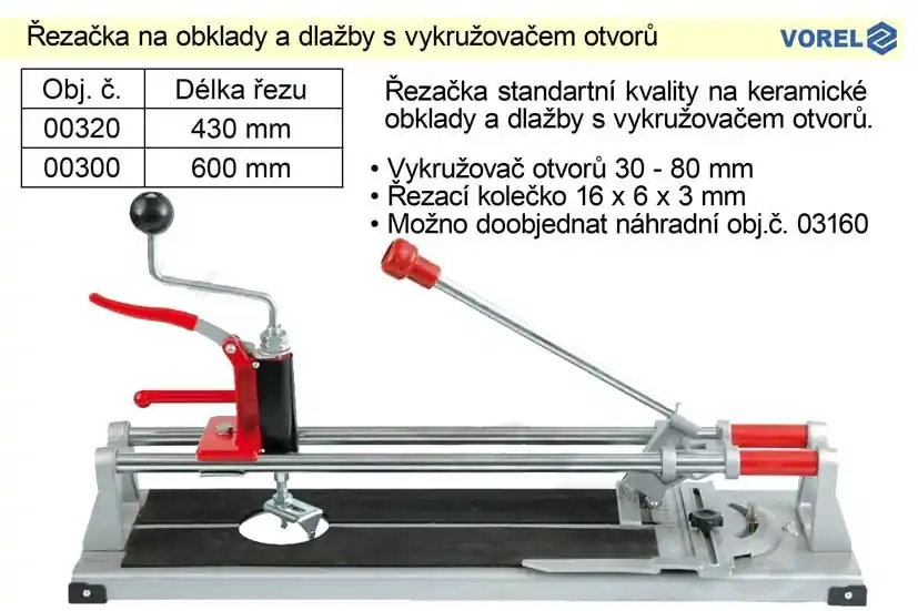 K objednání - Řezačka na obklady a dlažby 430 mm s vykružovačem otvorů