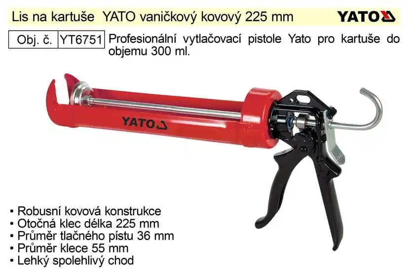 YATO Lis na kartuše vaničkový kovový, pistole vytlačovací | Akční sleva