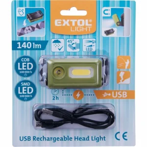 EXTOL LIGHT čelovka 140lm, nabíjecí, USB, LED+COB LED - Ušetřete více