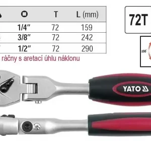 Gola ráčna Yato kloubová s páčkou 1/4" | Zbývá jen pár kusů